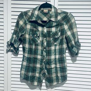 Mudd green short sleeve flannel